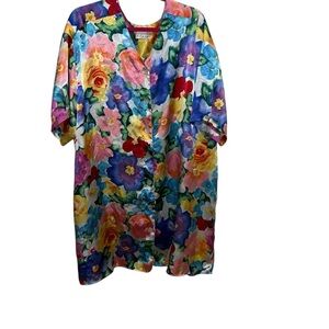 Solange  Floral nightgown mumu caftan lounge dress 3x like new